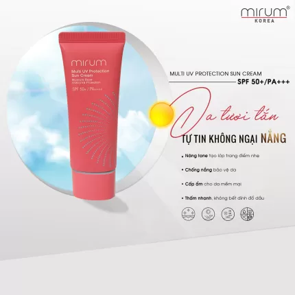 Kem chống nắng nâng tông, dưỡng trắng, ngừa lão hóa và bảo vệ da toàn diện – Mirum Multi UV Protection Sun Cream SPF 50+/PA+++ 50ml